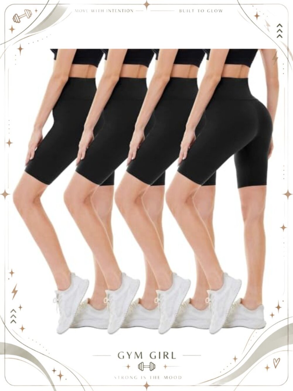 4 Pack Biker Shorts High Waisted Tummy Control Workout Gym Yoga